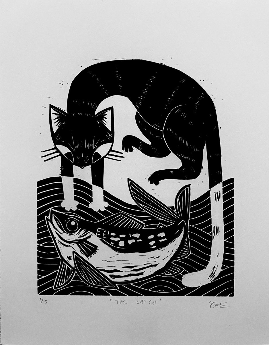 "The Catch" 
Printmaking by Yechang Liu